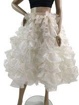 Ivory White Puffy Tulle Skirt Horse Hair Elastic Waist Knee Length Layered Skirt image 2
