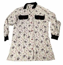 Yikes Flanelle Maison Robe Nuit Robe Chien Amant Imprimé Noeud Wow pour Femme L - £14.87 GBP