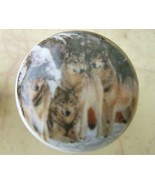 Ceramic cabinet Knobs Knob w/ Wolf Pack #2 WILDLIFE wolves - $7.26 CAD