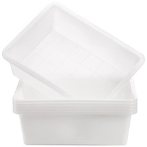Dicunoy 6 Pack Commercial Bus Tubs, 9L Plastic Dish Pan Basin, White Rec... - £31.91 GBP