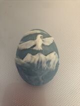 Trinket Box  Blue/White Bird/Mountains  Egg Shaped - $11.48 CAD