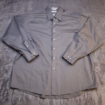 Van Heusen Shirt Men 18 34-35 2XL Gray Long Sleeve Button Up Casual Lux Sateen - £19.76 GBP