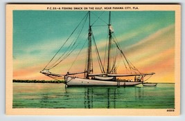 Fishing Boat Smack On The Gulf Near Panama City Florida Postcard Linen Unused - £6.95 GBP