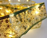 Gold 2&quot; Ribbon 16ft W/ LED String Light Inside Christmas Light-Emitting ... - $7.91