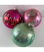 3 Vintage Christmas Glass Ball Ornaments D.B.G.M. West Germany Plastic Caps - $544.63 MXN