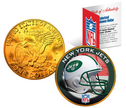 NEW YORK JETS NFL 24K Gold Plated IKE Dollar U.S. Coin * OFFICIALLY LICE... - $9.46
