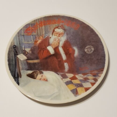 Primary image for Norman Rockwell Deer Santy Claus Plate Fine China By Edwin Knowles 1986