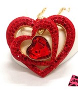 Betsey Johnson Necklace Sweetheart Red Triple Hearts - $14.95