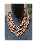Women&#39;s Multi Strand Natural Wood Beaded Necklace With Round Button Clasp - $37.91 CAD