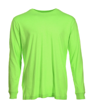 Blue Mountain YMK-1072 Men&#39;s Long-Sleeve Jersey Crew T-Shirt/Neon Green/Medium - $27.90