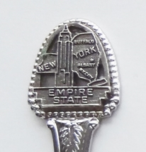 Collector Souvenir Spoon USA New York Empire State Map Emblem - £3.18 GBP