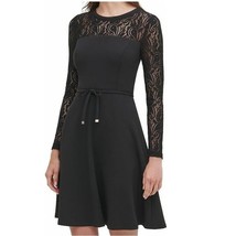 Tommy Hilfiger Womens 14 Black Lace Long Sleeves Knee Length Dress NWT CX36 - £52.88 GBP