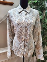 Liz Claiborne White Paisley Polyester Long Sleeve Button Down Casual Shirt Small - £18.35 GBP