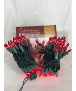 Celebrations Incandescent Mini Red 100 ct String Christmas Lights 20&#39; ft... - £12.62 GBP