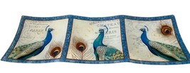 208 Park Peacock Paris Theme Glass 18x5 Inch 3 Section Dish And Candle Bundle - £22.75 GBP