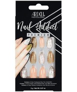 24-Ardell Nail Addict Premium Artificial Nail Set Pink Marble &amp; Gold ~ M... - $267.12 MXN