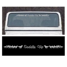 Windshield Decal SADDLE UP Running Horse Fits Wrangler stable 4x4 truck SILVER - £12.54 GBP