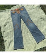 Vintage Guess USA low waisted boho tie-up denim flare jeans W 32 Western - $165.00