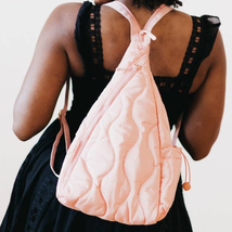 Striding Through Philly Puffer Nylon Sling Bag or Backpack Bubblegum Pink - $61.88