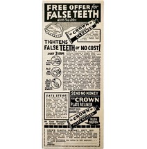 1944 Crown Plastics False Teeth Cleaner Advertisement Dental Oral Hygien... - $19.99