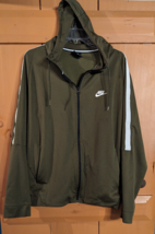 Nike Mens Size XL N98 Tribute Hooded Track Jacket Olive Green / White 86... - £19.61 GBP