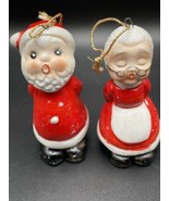 Vintage Ceramic Christmas Ornaments Mr. And Mrs. Santa Claus - $322.22 MXN
