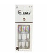 NEW Kiss Nails Impress Press On Manicure Short Gel White Glitter Tie Dye Pink - $16.88