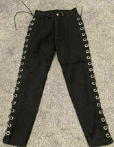 Men&#39;s GothicTiger of London Black jeans Lace Eyelet Sides 28&#39;&#39; Waist Cyber Punk - $75.84