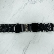 Black Wide Stretch Sequin Cinch Belt Size XS Womens - $12.86