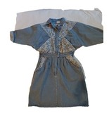 1980s In-Tice-Ment Dolman Sleeve Denim Dress Shoulder Pads Size 7 - £50.60 GBP