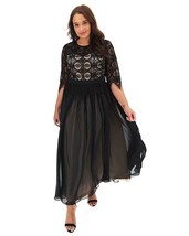 JOANNA HOPE Lace Contrast Bodice Maxi Dress in Black Plus UK 20 (exp62) - £39.06 GBP