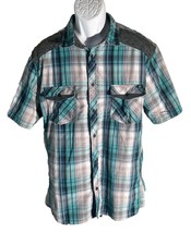 Rock &amp; Republic Men&#39;s Short Sleeve Button Down Plaid Shirt Xl - £9.61 GBP