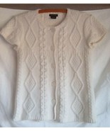 Calvin Klein White Cardigan Cable Sweater Short Sleeve Size S/P/CH EUC - $15.44