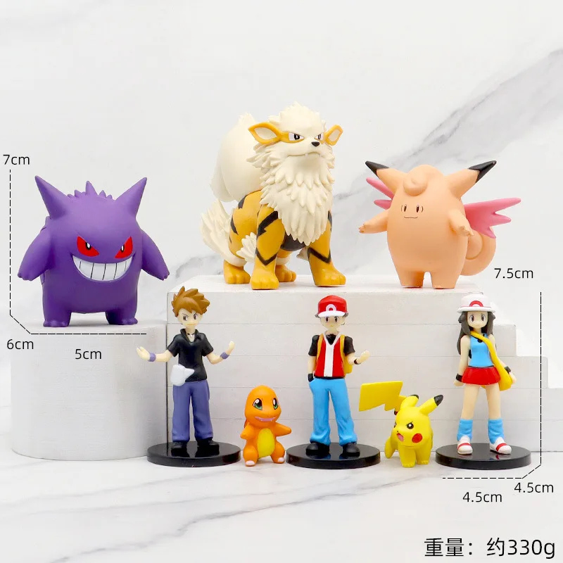 8pcs Pokemon Pikachu Charmander Gengar Cute Cartoon Creative Anime Figures - £27.04 GBP
