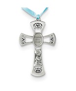 PROTECT THIS CHILD PEWTER CRIB CROSS - BOY - £9.59 GBP