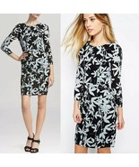 Whistles Silk Blend Bodycon Dress Botanical Floral Print Light / Navy Bl... - $102.57 CAD