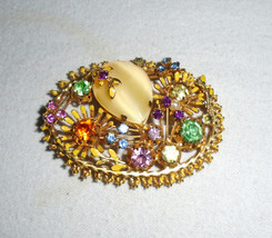 Austrian Rhinestone Cluster Brooch Pin Vintage Made in Austria - £72.50 GBP