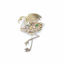 Vintage Brooch Large Colored Rhinestone Flamingo Paste 1930S - $22.95