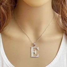 925 Sterling Silver Initial Letter E Pendant Necklace - Large, Medium, Small DC - £26.59 GBP+