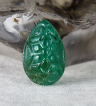 Natural Zambian Emerald Pear Carved 14.94 Carats Gemstone For Ring Pendant - $1,282.50