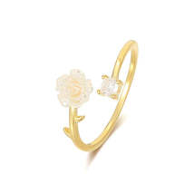 925 Sterling Silver Camellia Flower Toi et Moi Ring - £30.81 GBP