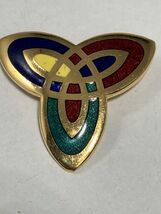 TARA Ware Brooch Celtic Triquetra Trinity Knot Pin 1.25” Enamel Gold Ire... - $19.75