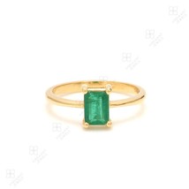 Genuine Emerald Engagement Ring For Women, 0.68 Carat Top Quality Emerald Solita - $538.74