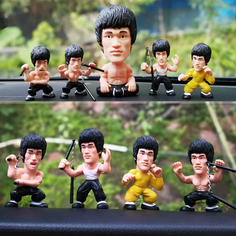 Car Ornaments Q-version Bruce Lee Shaking Head Figurines Cartoon Auto De... - $17.74