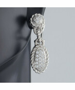 Judith Ripka Sterling Silver Drop Earrings w/ CZ Accents Omega Backs - $5,806.90 MXN