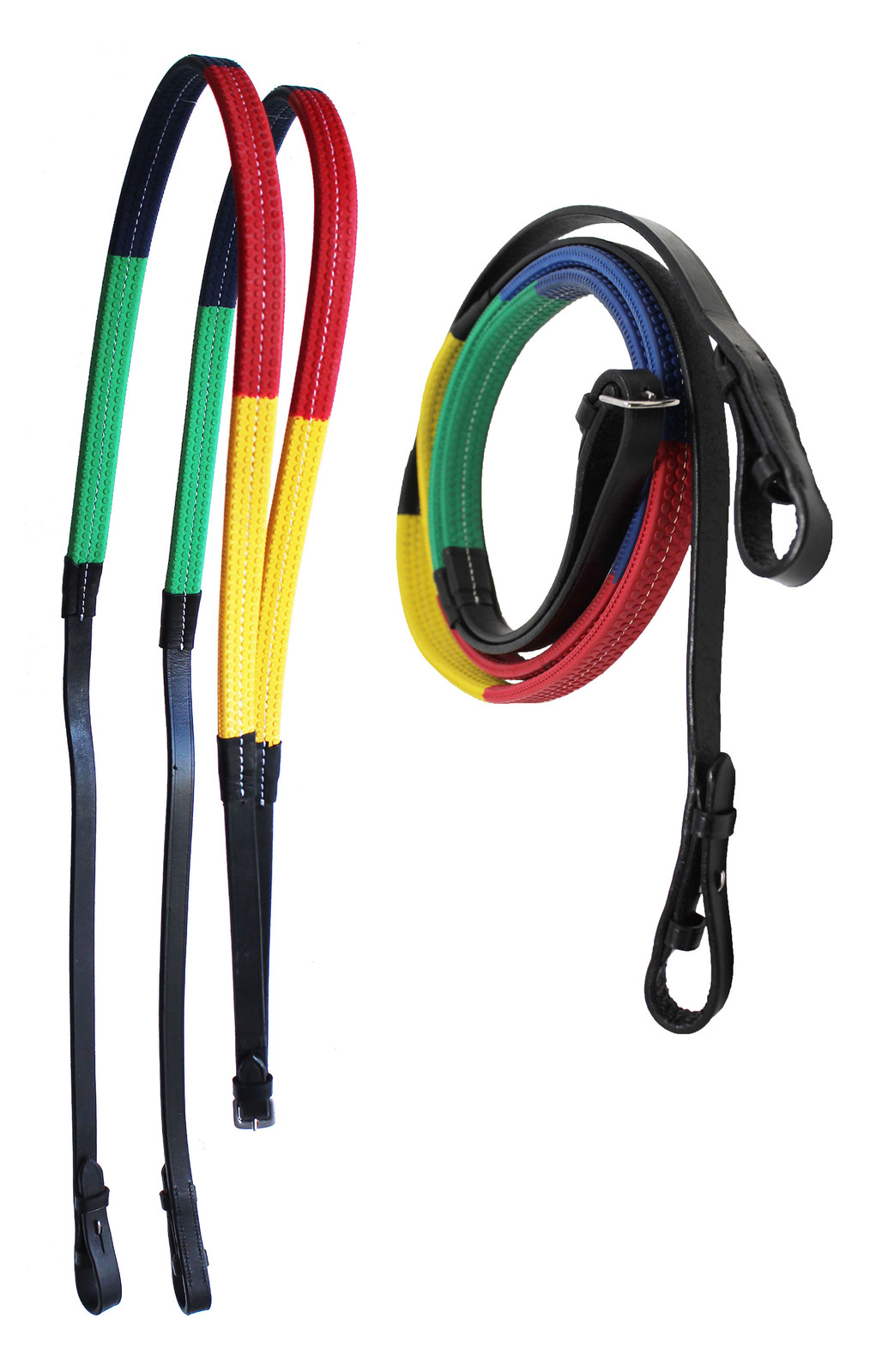 54&quot; Horse English Black Leather Rubber Grip Schooling TRAINING Reins 805... - $29.69