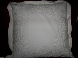 RALPH LAUREN VINTAGE EMBROIDERY CREAM THROW PILLOW 18&quot;SQ NWT - £76.95 GBP