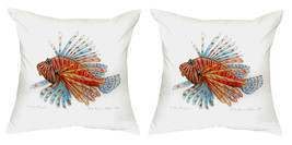 Pair of Betsy Drake Lion Fish Guest Towel No Cord Pillows - £62.01 GBP