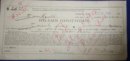 Vintage Reams Brothers Kalamazoo MI Promise To Pay Note 1901 - £7.85 GBP