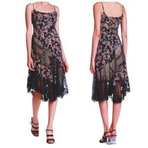 $410 ABS Allen Schwartz Cami Dress 6 Asymmetrical Lace Inserts Flare Skirt NWT - £156.58 GBP